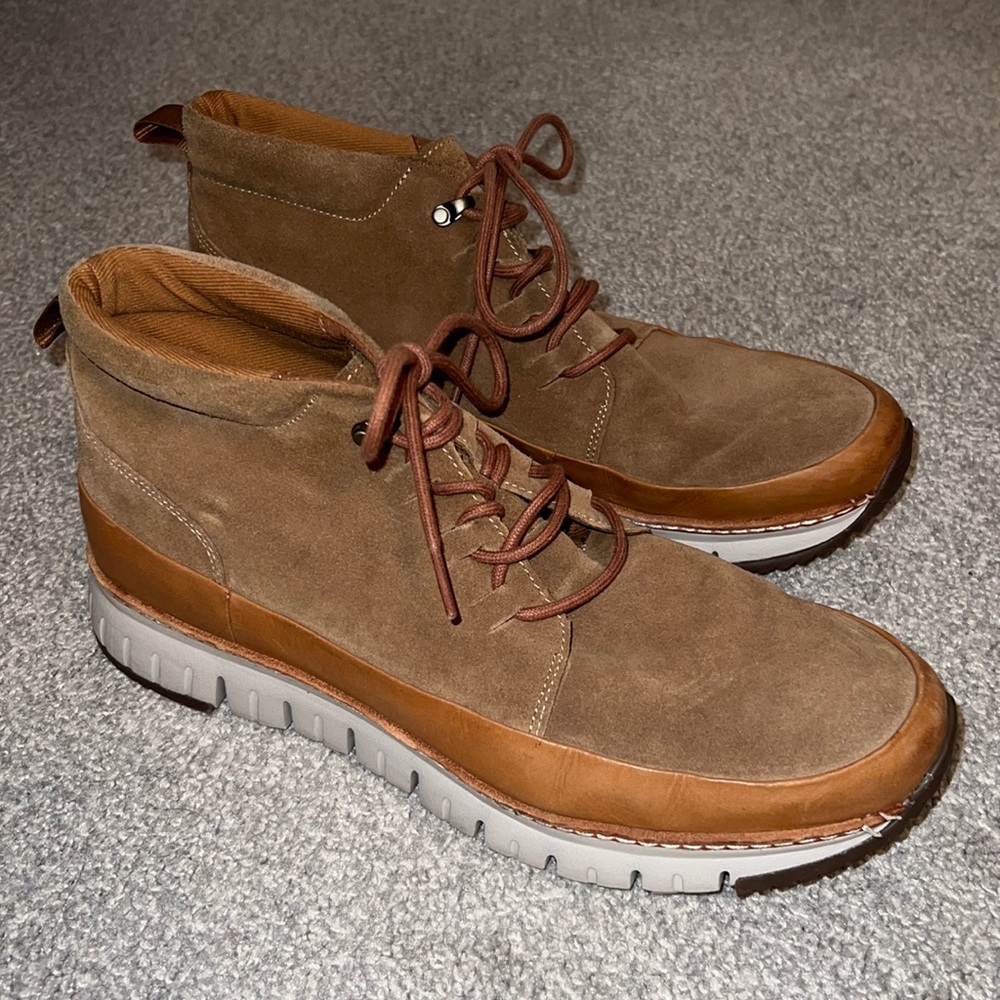 Cole Haan tan suede lace up Grand Sport Rugged Chukka Boots C28463 size 11.5 🥾